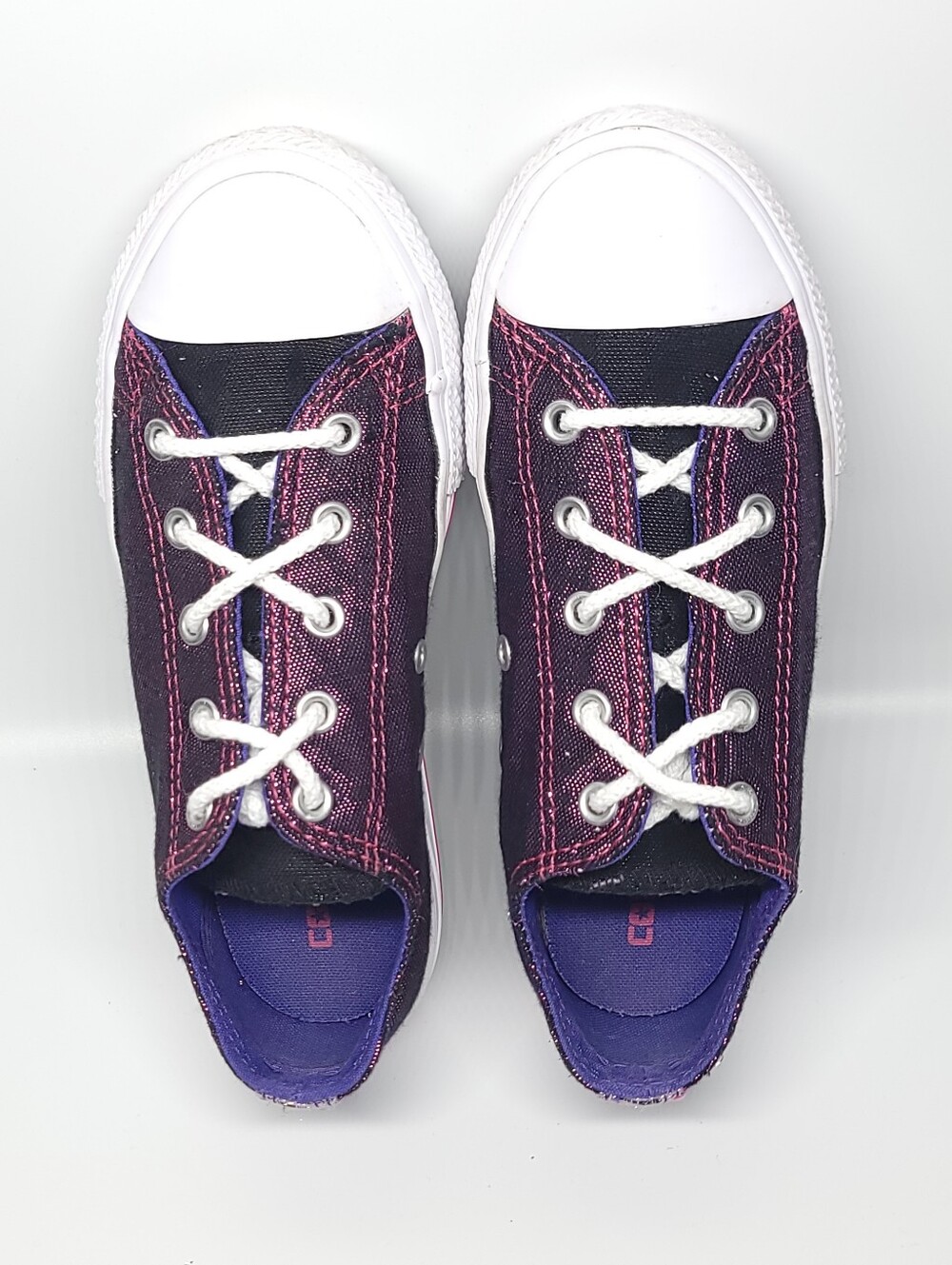 Converse Sneakers Shoes Purple Glitter Kids Juniors Girls Size 1